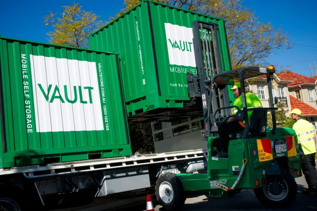 A truck holding mobile Storage units
